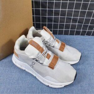 On Running White and Brown Ankle Boots